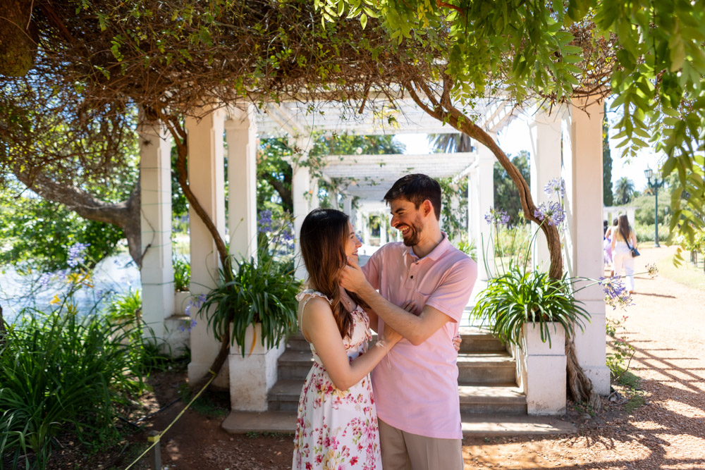 surprise wedding marriage proposal in the rose park spring jacaranda roses